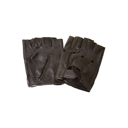 Fingerless Faux Leather Motorcycle Gloves, Black (Best Fingerless Motorcycle Gloves)