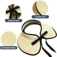 thumbnail image 3 of Sombreros de visera para mujer, sombrero de playa de paja plegable con cola de caballo de verano para mujer, 3 of 5