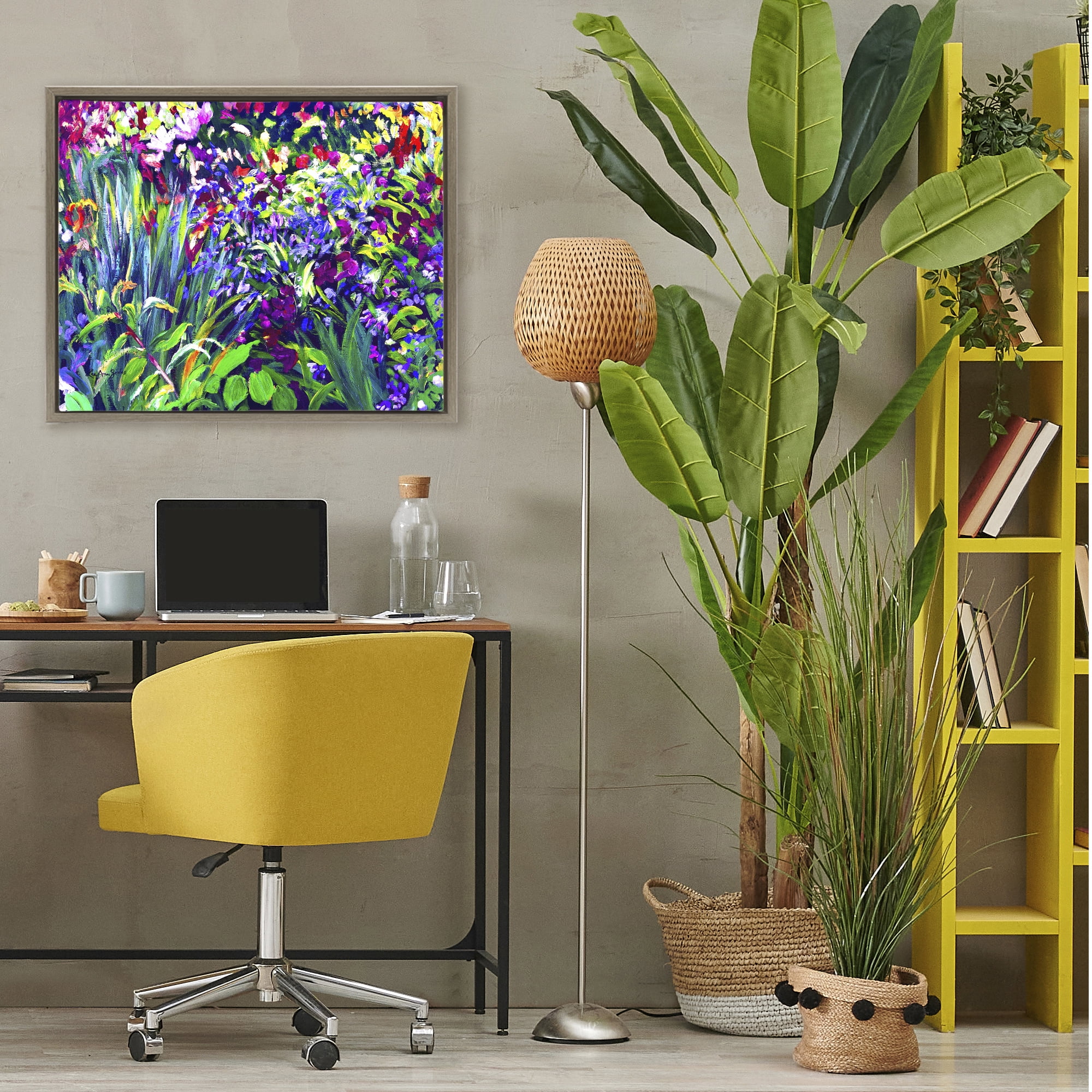 Stupell Industries Vibrant Confetti Garden Brown Framed Floater Canvas Wall Art, design by Lee Ann Zirbes
