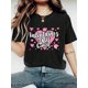 thumbnail image 1 of Camiseta de cuello redondo con estampado "Feliz Día de San Valentín" para mujer. Tejido de punto informal con cuello redondo. Ligera y transpirable para todas las estaciones., 1 of 6