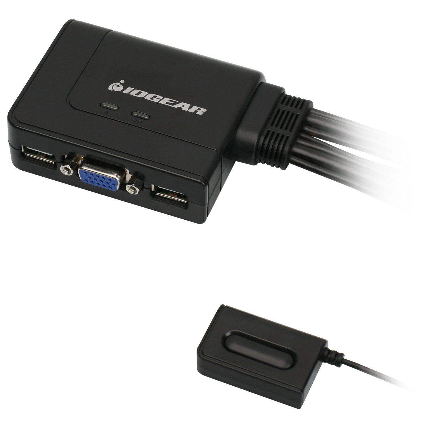 iogear 2-port usb vga cabled kvm switch - 2048 x 1536 - remote button switch - plug n play - pc, mac, sun - gcs22u