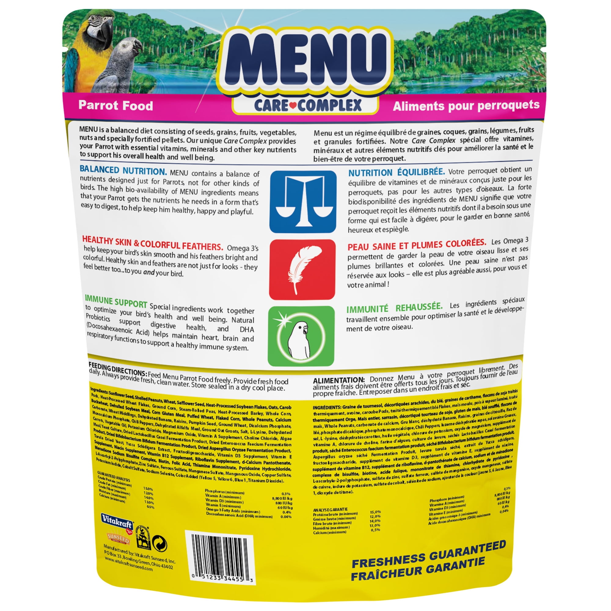 Vitakraft Menu Premium Parrot Food Macaw Amazon Conure and