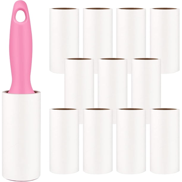 Rodillo quitapelusas para limpieza multiusos, mango ergonómico antideslizante y diseño que ahorra espacio, superficie extra adhesiva adecuada para pelos de mascotas, ropa y tapicería, 10 cm de ancho,