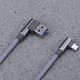 thumbnail image 2 of Cable micro USB en ángulo recto de 1 m, trenzado, USB 2.4 A a 90 grados, cable de datos, cargador para teléfono Android universal (gris), 2 of 7