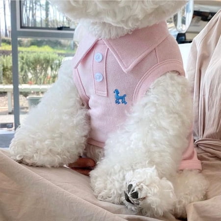 Cute Thin Section Summer Medium Dogs Cats Pomeranian For Spring Small Shirt Pet Supplies Dogs Clothes Dogs Vest PINK M