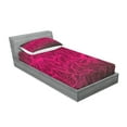 thumbnail image 2 of Ambesonne Nature Fitted Sheet & Pillow Sham Set, Hawaiian Island Palms, Twinxl, Magenta Black, 2 of 2