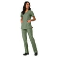 thumbnail image 1 of Maevn Red Panda Women's V-Neck Two Pocket Solid Top &Half Elastic Pant Scrub Set, 1 of 5