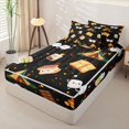 thumbnail image 2 of Erosebridal Camping Marshmallow Pattern Zipper Queen Comforter Set with Fitted Sheet and 2 Pillowcases,Bonfire Tent Print Zipper Bedding Set,Black Orange,Black Reversible, 2 of 6