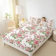 thumbnail image 5 of Manfei Pink Rose Bed Sheets Set Full Size, Vintage Floral Flower Bedding Full Size, Spring Garden Full Sheet Sets, Breathable Room Decoration, 4-Piece, 5 of 7