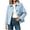 Light Blue, variant on Lcziwo Button Down Jacket for Women Gingham Lapel Casual Cropped Shacket Plaid Pockets Loose Fit Fall Dressy Outfits Red,L