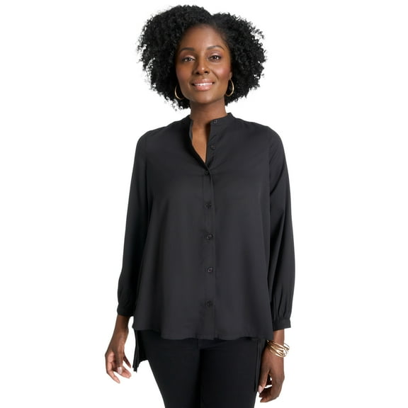 Jessica London Women's Plus Size Pleated Back Georgette Tunic