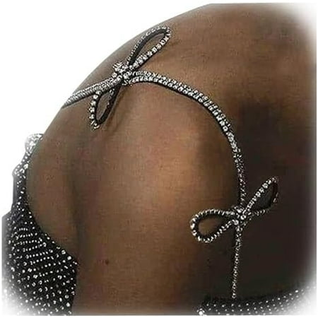 QIUYIDP 1Pair Luxury Rhinestone Adjustable Bra Shoulder Straps Crystal Underwear Chain Rhinestone Lingerie Strap Shoulder Bridal Wedding Dress Bra Shoulder Chain for Women Dress Accessories Jewelry