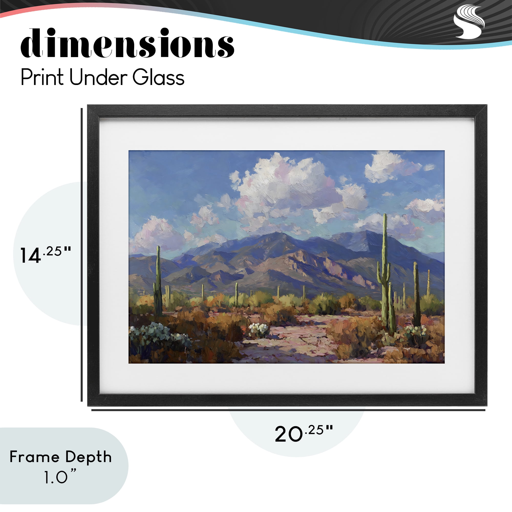 Stupell Industries Desert Mountains at Sunset Glow Black Framed Print Under Glass, design by Gina Kelly