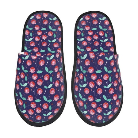 

Tideii Cool Mirror Cherries for Home Indoor Cotton Slippers Autumn and Winter EVA Plush Slippers Household Supplies Unisex-Medium
