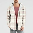 thumbnail image 2 of ZCFZJW Mens Plaid Button up Hoodie Shirts Casual Drawstring Long Sleeve Open Front Cardigan Outwear Coat Trendy Lightweight Thin Hooded Jacket Tops M, 2 of 5