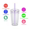 thumbnail image 5 of 5PCS 16 oz Clear Plastic Tumbler - Reusable Iced Coffee Cup with Lid and Straw, Suitable for family gatherings, movies, car trips and outdoor iced coffee cups Perfect for Daily Use and festival gifts, 5 of 9