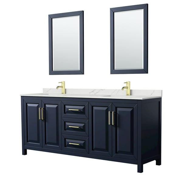 Wyndham Collection Wcv252580d-Qtz-Unsm24 Daria 80" Free Standing Double Basin Vanity Set -