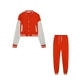 thumbnail image 3 of LUXUR Women Single Breasted 2 Piece Tracksuit With Pockets Running Jogger Set Orange S, 3 of 3
