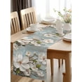 thumbnail image 2 of White Floral Magnolia Leaf Table Runner-36 Inch Long Farmhouse Classic Flower Table Runners Linen Burlap Tablerunner for Kitchen Dining Room Holiday Party, 2 of 9