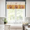 thumbnail image 4 of Thanksgiving Fall Kitchen Curtains and Valances Set, Rod Pocket Curtains Tier Farmhouse Window Curtains 36 Inch Length, Orange Turkey Maple Leaves Stripes 3 Piece Kitchen Curtains Set, 4 of 6