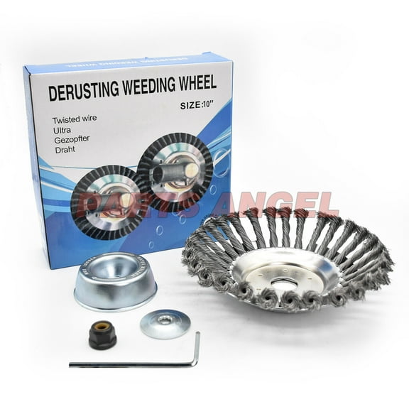 8'' 10 inch Steel Wire Wheel Brush Cutter Weed Eater Trimmer Head w/ Adapter Kit - 10''