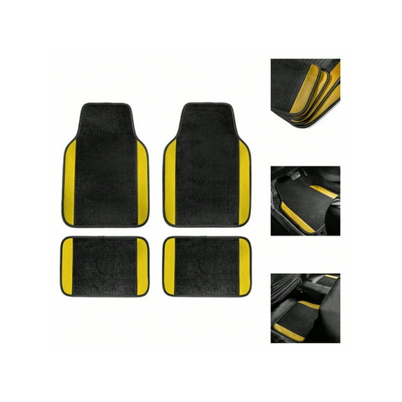 Tuqiang Car floor mats for Honda for Fit Plush-tailored flooring Suede Black and yellow