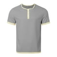 thumbnail image 4 of Mens Henley Shirts Short Sleeve Button Up V-Neck Basic Pullover T-Shirts Summer Lightweight Slim Fit Workout Tee Tops Light Purple 3XL, 4 of 5