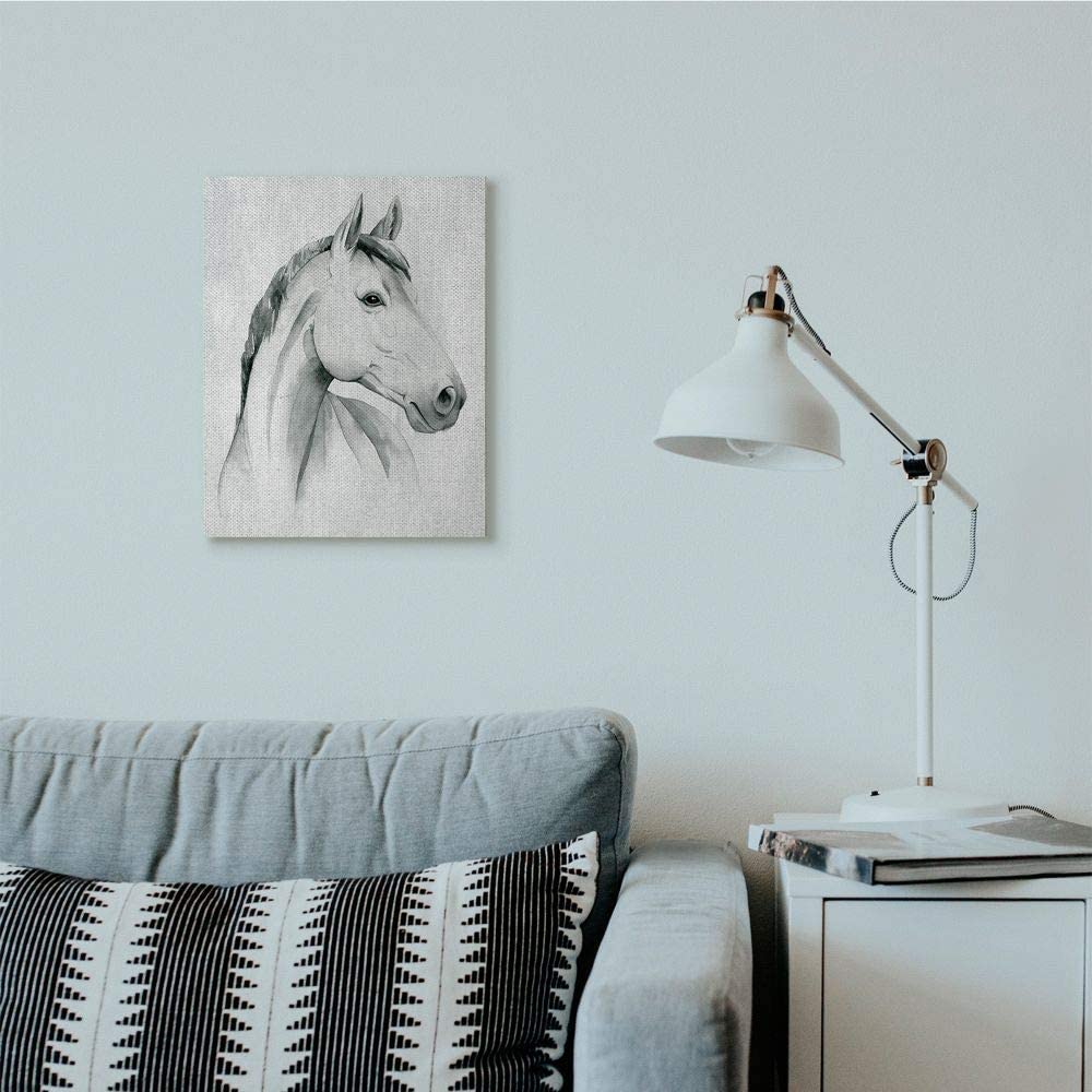 Stupell Industries Horse Portrait Grey Drawing Design Canvas Wall Art by Grace Popp