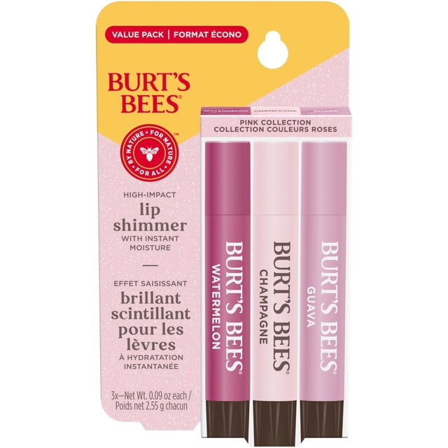 Lip Shimmer Burt's Bees Pink Collection, 3 tubos de 2,6 ml
