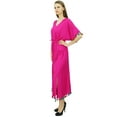 thumbnail image 5 of Bimba Women's Rayon Long Kaftan Dress With Pom Pom Designer Chic Maxi Caftan, 5 of 9