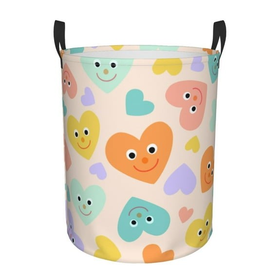 ZICANCN Cute Love Tile Laundry Basket Organizer, Dirty Clothes Hamper for Bathroom Bedroom Laundry Room, Medium Size