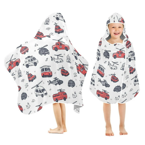 joogoo Cartoon Car Kids Hooded Beach Towel Baby Bath Towel 23.5"x50"