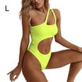 thumbnail image 2 of Sonducket Bikinis para mujer, transpirables, sin cables, irregulares, para niñas, Color sólido, playa, fiesta en la piscina, traje de baño, conjuntos de ropa Amarillo fluorescente L, 2 of 6