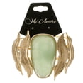 thumbnail image 2 of Gold-Tone Metal Cuff Bracelet Feather and Green Faceted Accents with Spring Hinge TMB711, 2 of 3