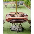 thumbnail image 4 of Hokiten Outdoor Tablecloths with Umbrella Hole & Zipper, Brown Red Star Western Round Tablecloths 60 Inch, Vintage Country Wooden Waterproof Table Cloth, Patio/Pool/Picnic Table Covers, 4 of 7