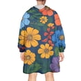 thumbnail image 2 of Wearable Oversized Blanket,Pioneer Flower Floral Print Pattern Wearable Blanket Hoodie for Adults,Cozy Hooded Blankets with Super Pockets,Super Warm Fuzzy Pullover for Women & Men, 2 of 6
