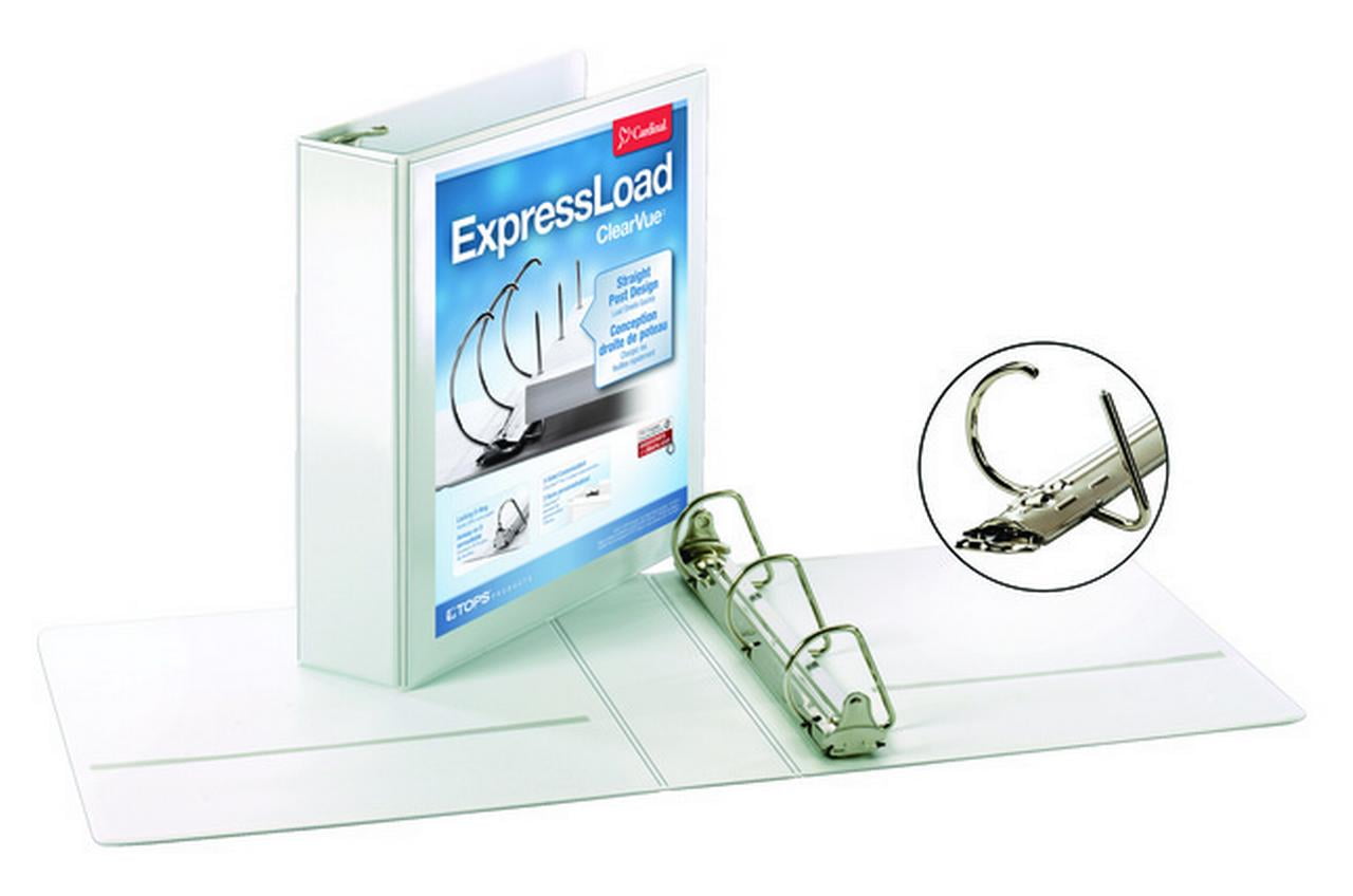 Cardinal ExpressLoad ClearVue Locking D-Ring Binder, 2' Cap, 11 x 8 1/2, White