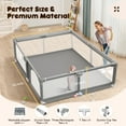 thumbnail image 3 of Upgraded 320D Washable Baby Playpen , 50''*50'' Large Playpen for Toddlers, Sturdy & Safe Playpen with Padded Cotton Top Rod for Protecting Babies, Baby Play Yard with Zipper Gate, Light Gray, 3 of 6