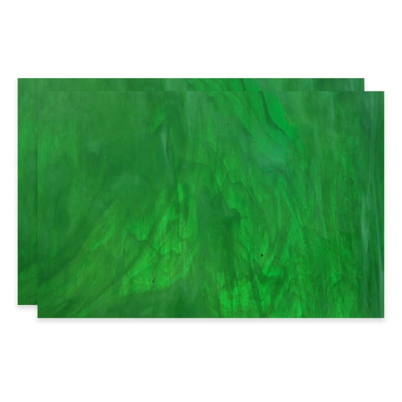 8 x 12 Inch Transparent Stained Glass Sheets, 2 Sheets Mosaic Glass Variety Pack Tiles for Art Supplies Crafts Projects, Emerald Green