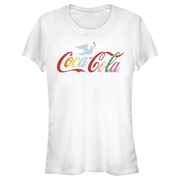 Junior's Coca Cola Unity Rainbow Dove Logo Graphic Tee White 2X Large