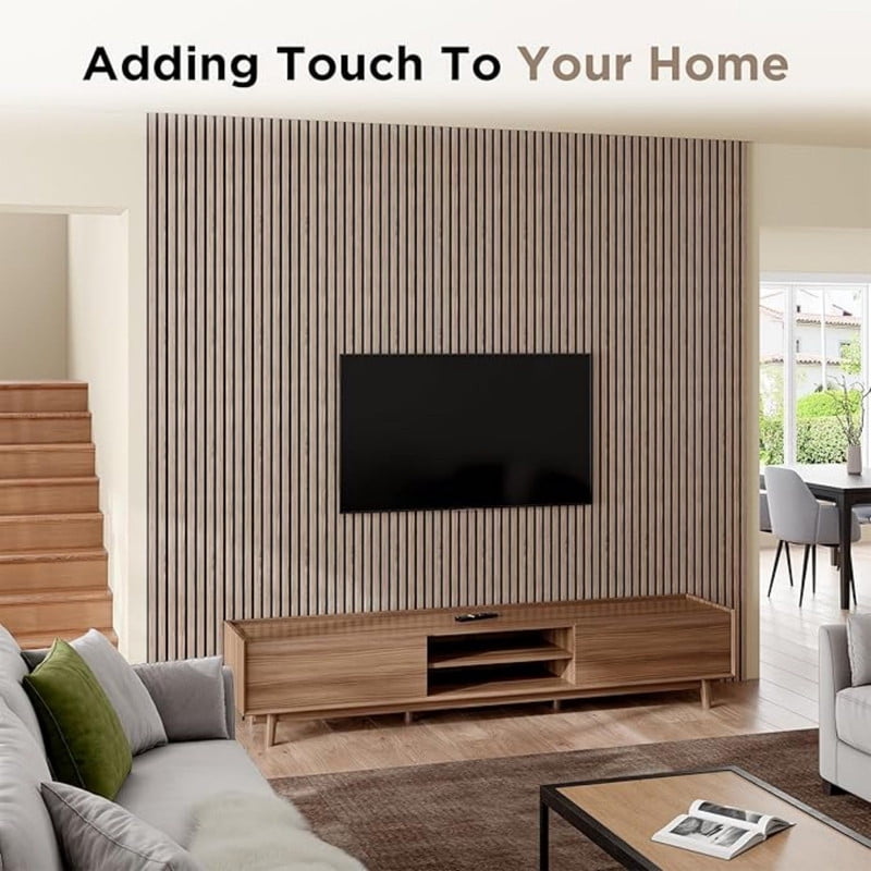 Easy4Home 94.5" x 23.62" Acoustic Wood Slat Wall Panels Soundproof Wooden Wall Panels 1 Pack, Walnut