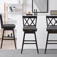 thumbnail image 2 of Giantex 29" Counter Height Cushioned Bar Chair, 360° Swivel Farmhouse Barstool w/Ergonomic Backrest, Waterproof PVC Surface & Solid Wood Structure, 2 of 6