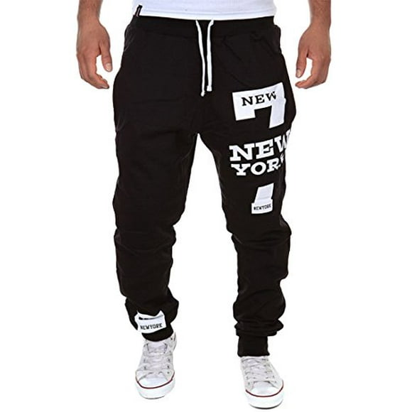 Cottory Pantalon de Jogging Décontracté Harem Hiphop Danse pour Hommes Noir Petit