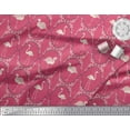 thumbnail image 3 of Soimoi Pink Modal Satin Fabric Flamingo & Moroccan Damask Print Fabric by the Yard 42 Inch Wide, 3 of 3