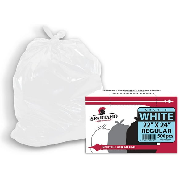 Spartano White Garbage Bags 500 Count, Multipurpose Trash Bags for Home & Office, Size (22 x 24 Inch)