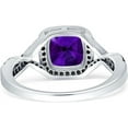 thumbnail image 3 of Art Deco Cushion Cut Infinity Twist Ring Amethyst Cubic Zirconia Black Tone 925 Sterling Silver, Size 6, 3 of 5