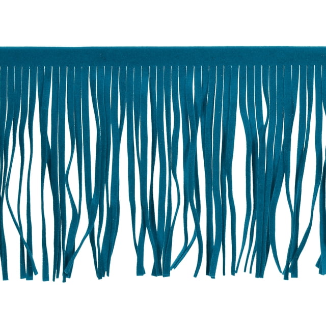 Uxcell 2 Yards 12 pulgadas de flecos de ante sintético PU de 2 piezas, flecos de borlas para costura, azul pavo real