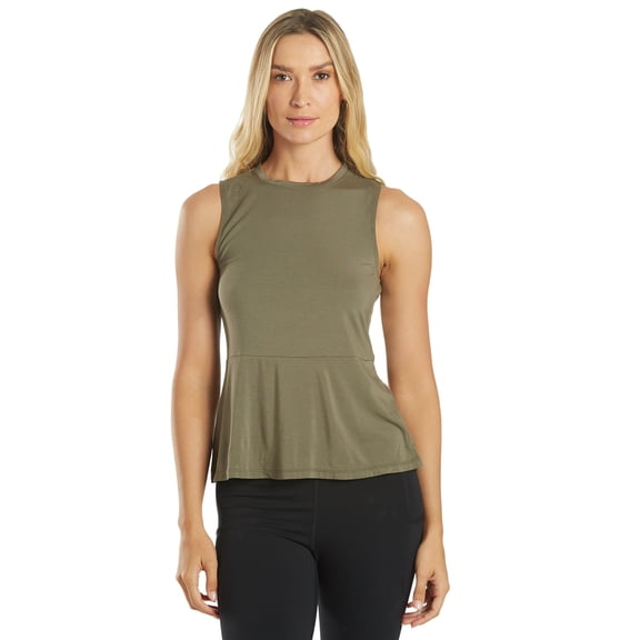 Everyday Yoga Blossom Solid Peplum Layering Muscle Tank, High Neck, Sleeveless, Casual (Women’s)