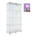 thumbnail image 3 of Lighted Two-Door Glass Display Cabinet with 4 Shelves & Remote-Control LED Lighting, White for Collectibles & Decor, Security Lock & Easy Assembly, 3 of 9