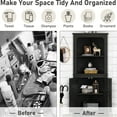thumbnail image 6 of Tall Corner Cabinet With Doors In Black - For Living Rooms, Bathrooms, Dining Kitchens. Extra Storage Available. Stylish And Considerate. Safe Round Treatment. Made Of , Waterproof Easy To Wipe., 6 of 7